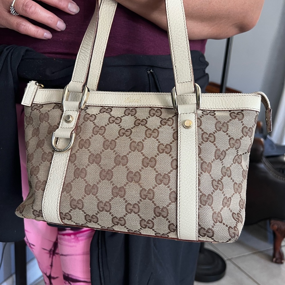 Authentic Vintage Gucci GG Canvas Small Tote or Shoulder bag.